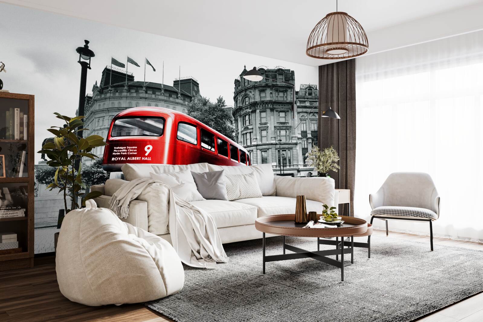 Papier peint un bus de londres dans une rue de la ville