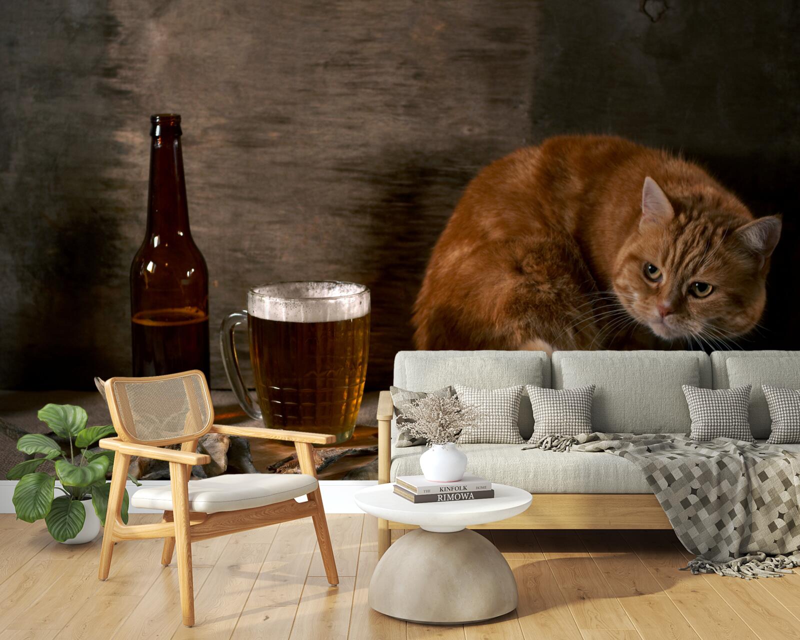 Papier peint Appât pour animaux de compagnie et animaux marins à fourrure rouge