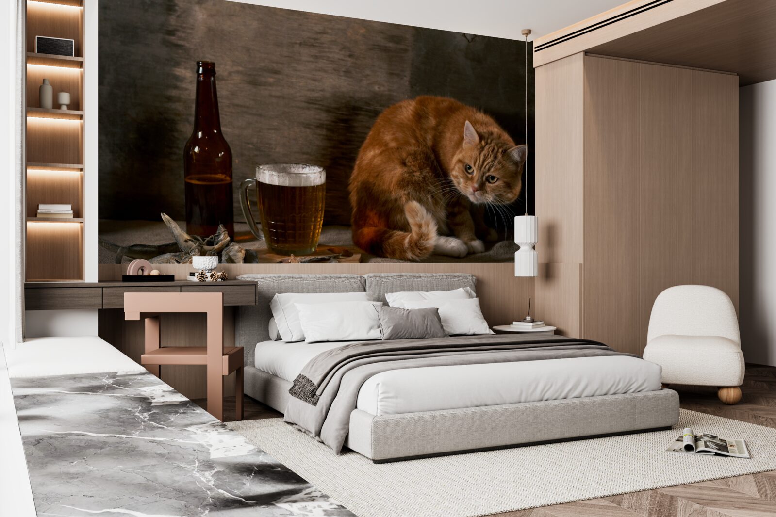 Papier peint Appât pour animaux de compagnie et animaux marins à fourrure rouge