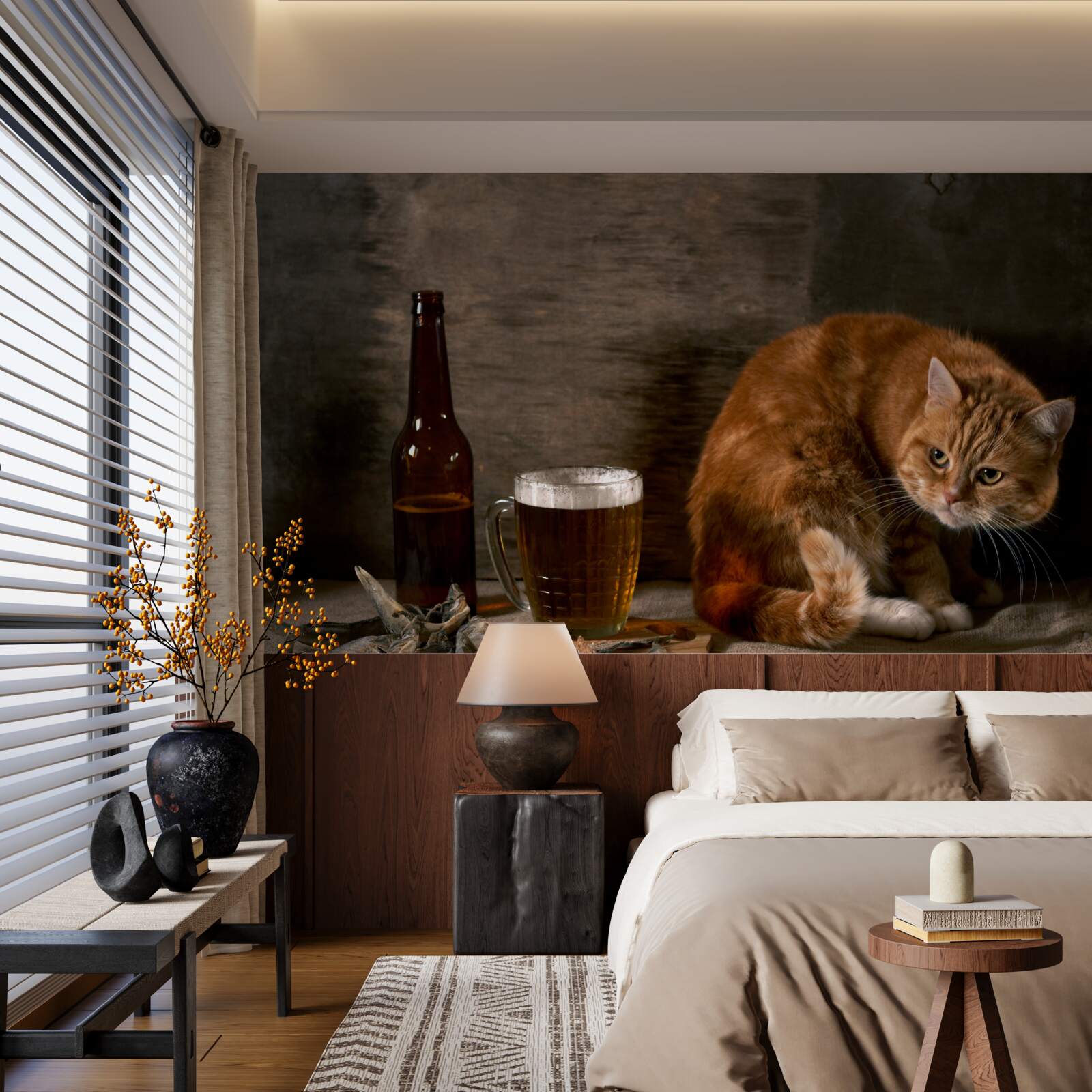 Papier peint Appât pour animaux de compagnie et animaux marins à fourrure rouge