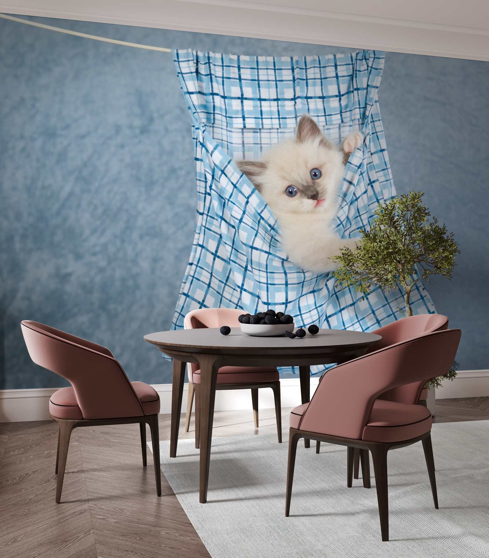 Papier peint Le sac s'est avéré être un piège pour un chat siamois.