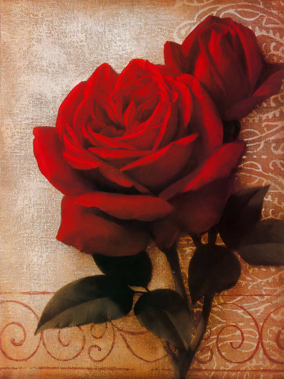 Papier peint la reine des roses en rouge