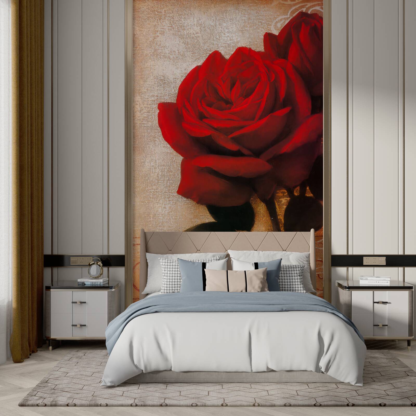 Papier peint la reine des roses en rouge