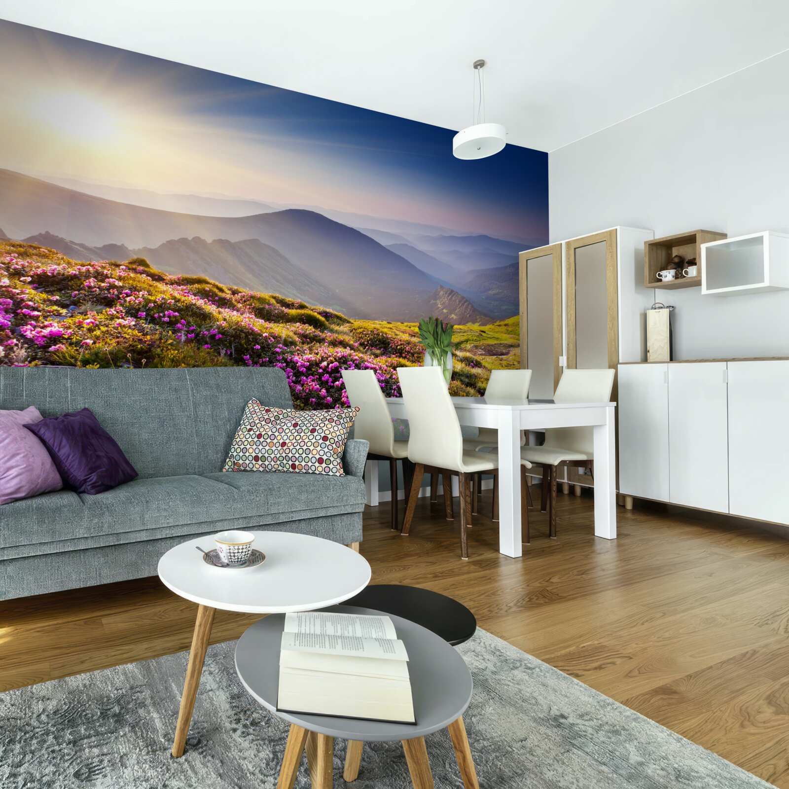 Papier peint sommet de montagne dans le paysage au lever du soleil