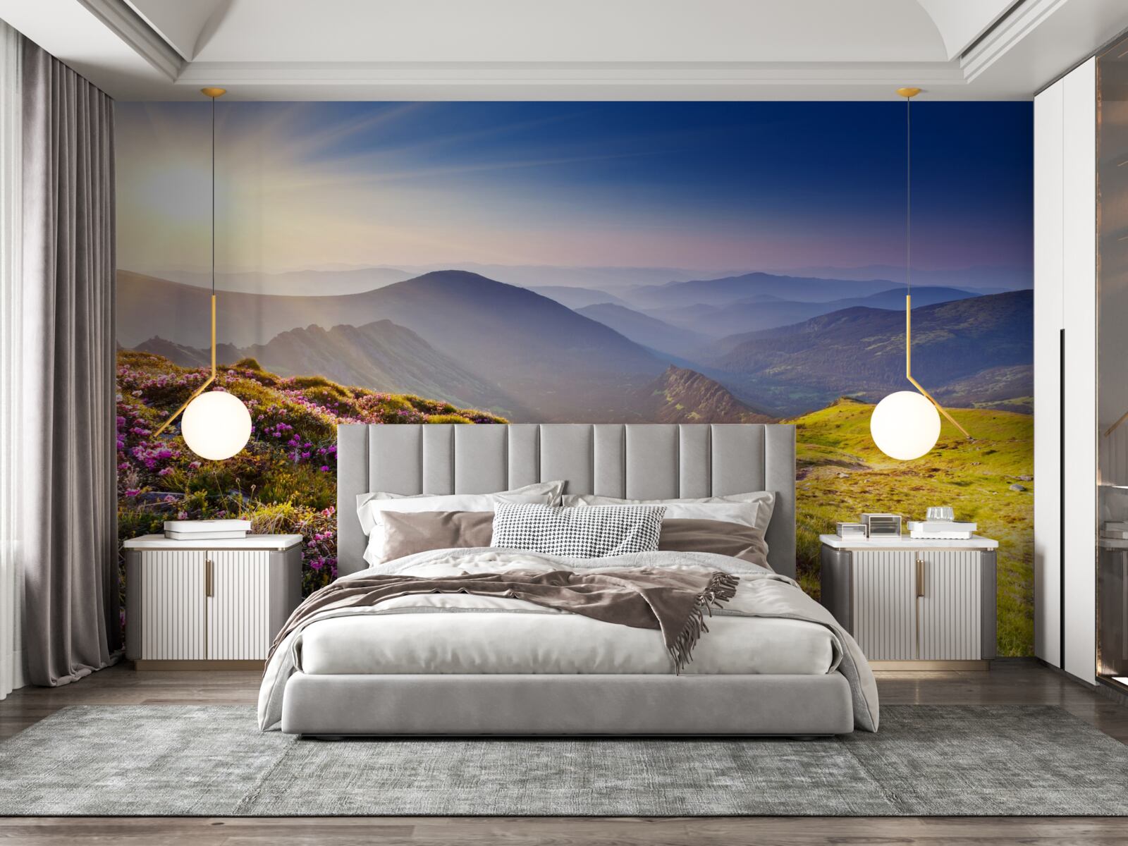 Papier peint sommet de montagne dans le paysage au lever du soleil