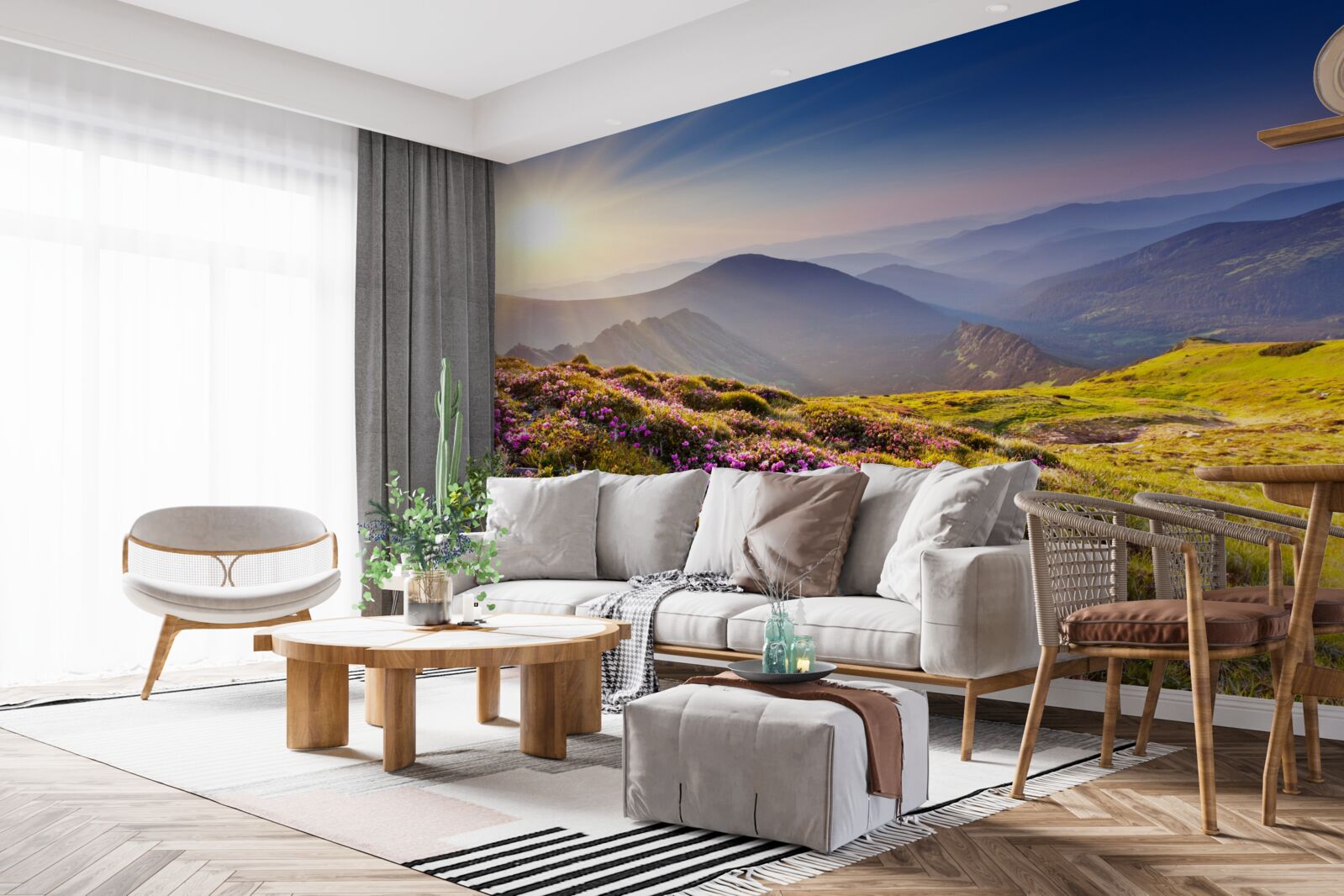 Papier peint sommet de montagne dans le paysage au lever du soleil