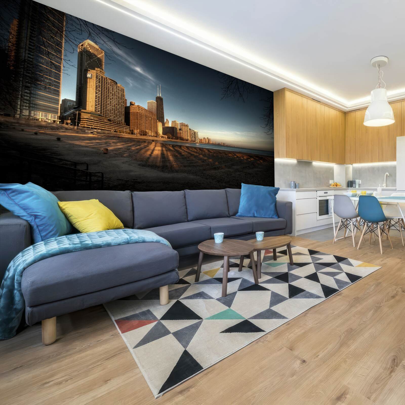 Papier peint crépuscule de la ville de chicago