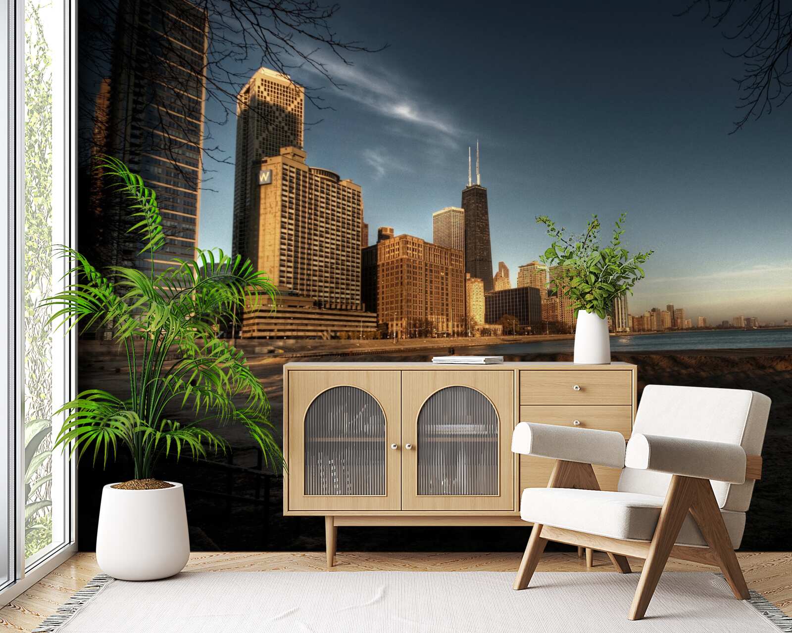 Papier peint crépuscule de la ville de chicago