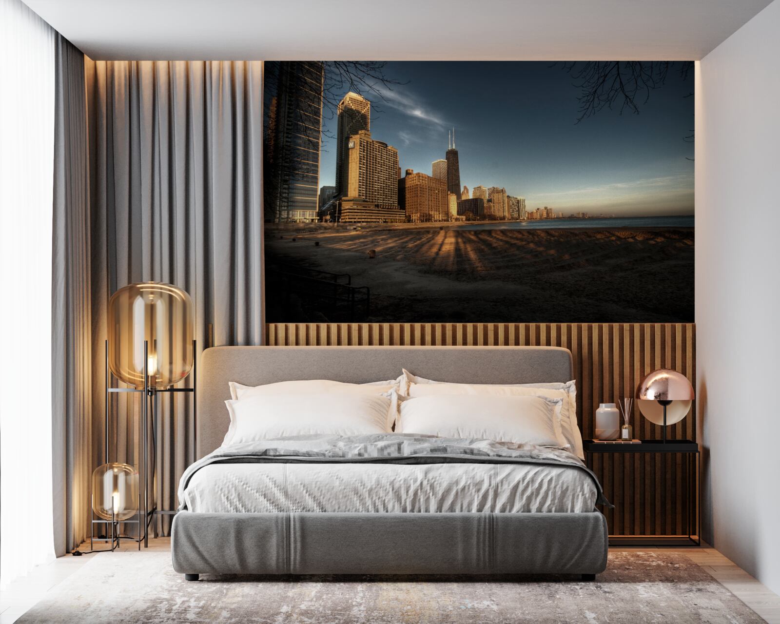 Papier peint crépuscule de la ville de chicago