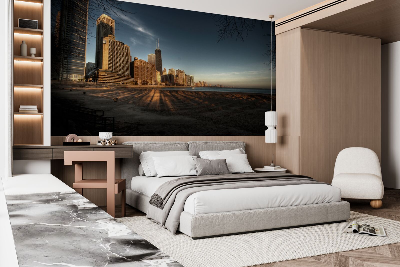 Papier peint crépuscule de la ville de chicago