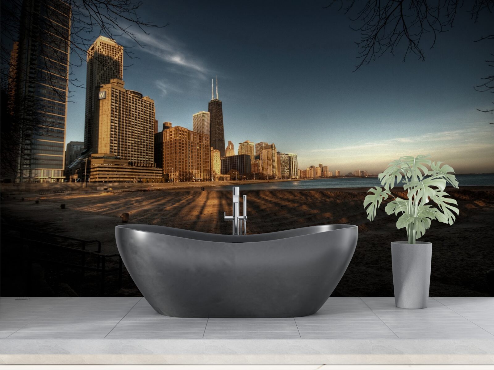 Papier peint crépuscule de la ville de chicago