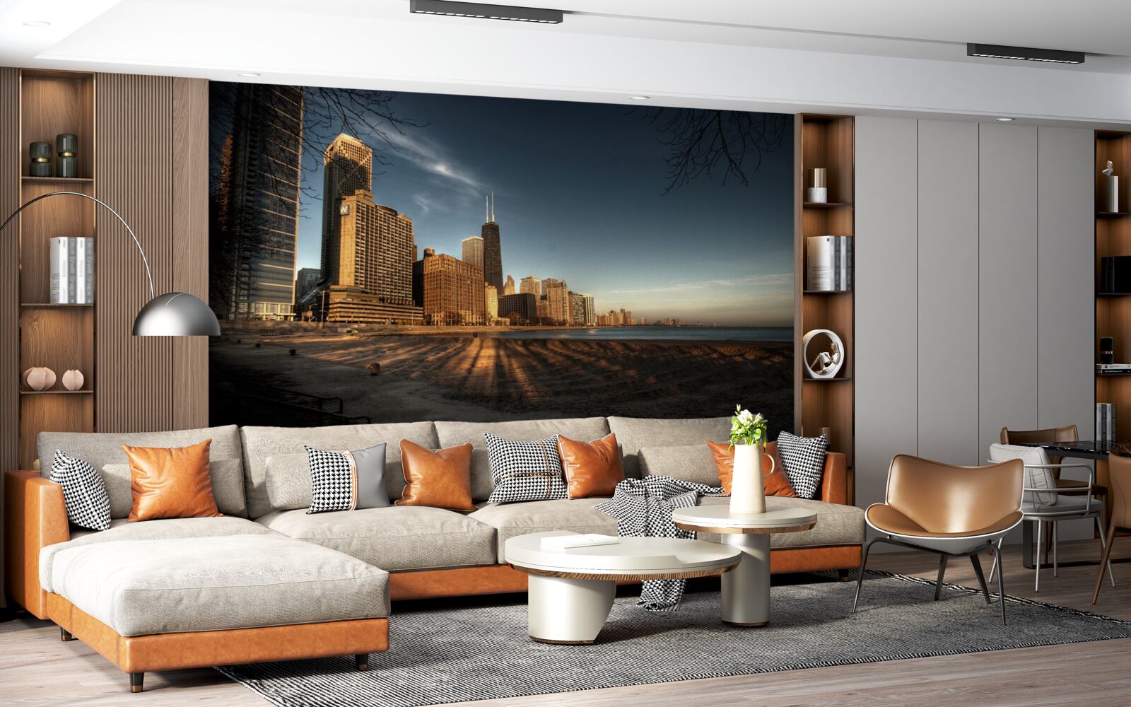 Papier peint crépuscule de la ville de chicago