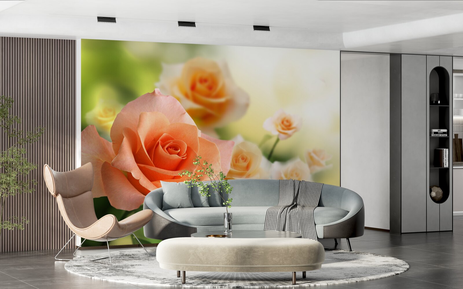 Papier peint un léger bouquet de roses poussant dans les buissons