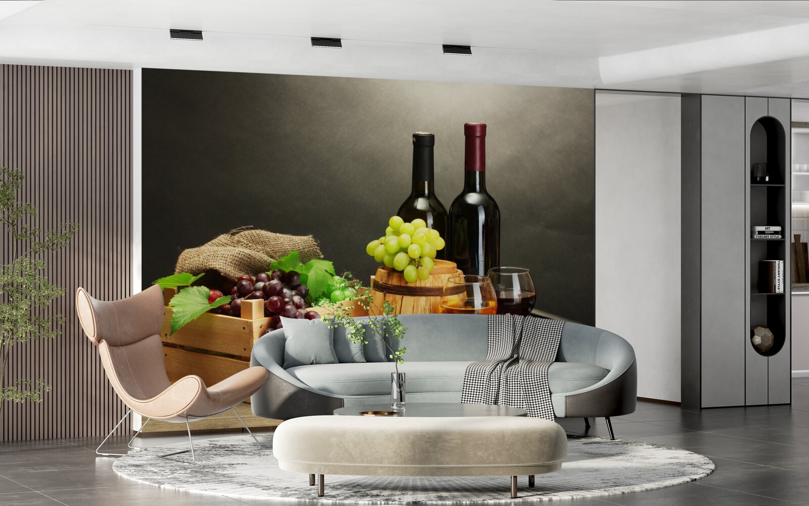 Papier peint des grappes de raisin et un verre de vin