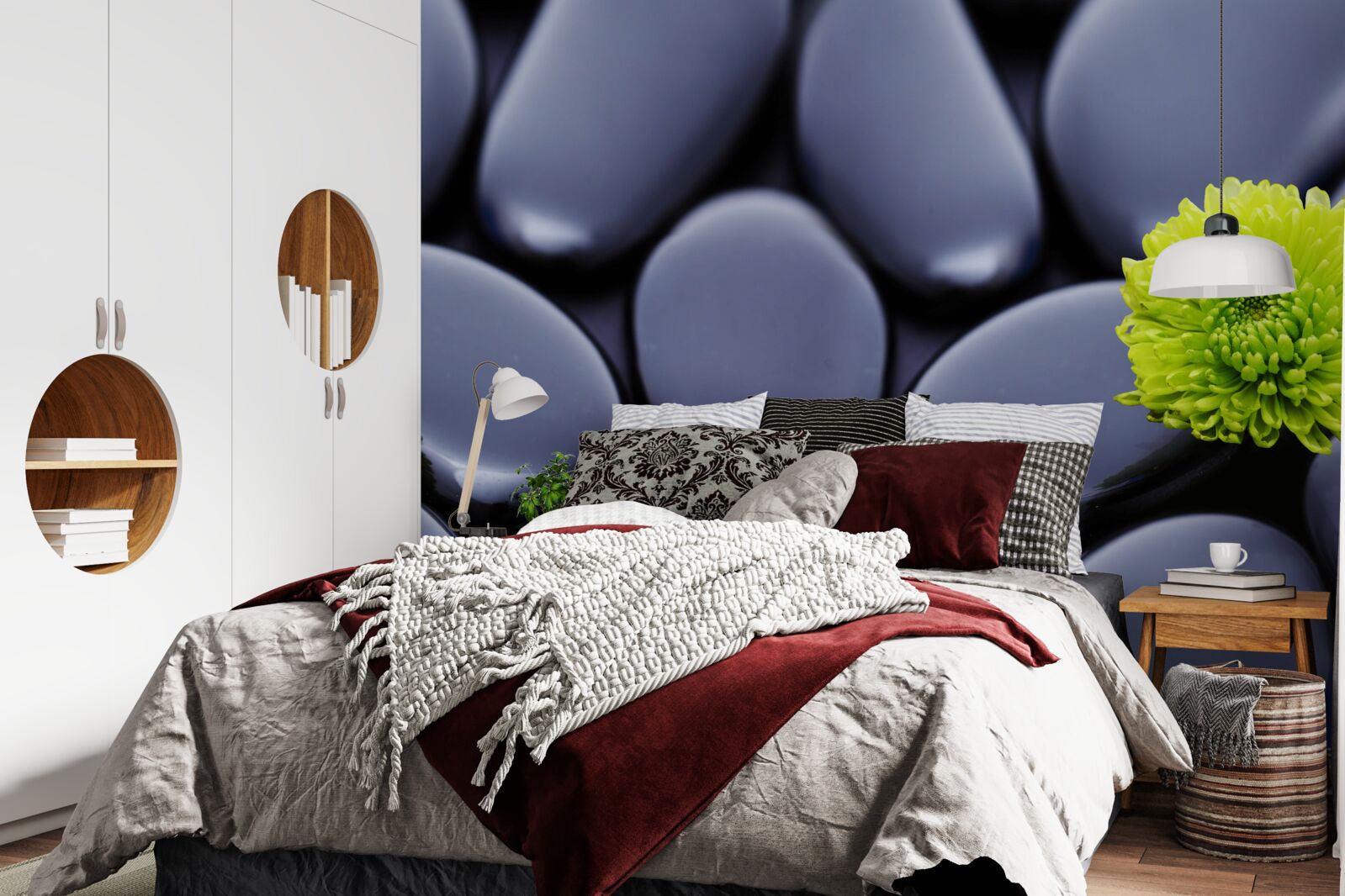 Papier peint une fleur verte pousse sur une barrière rocheuse