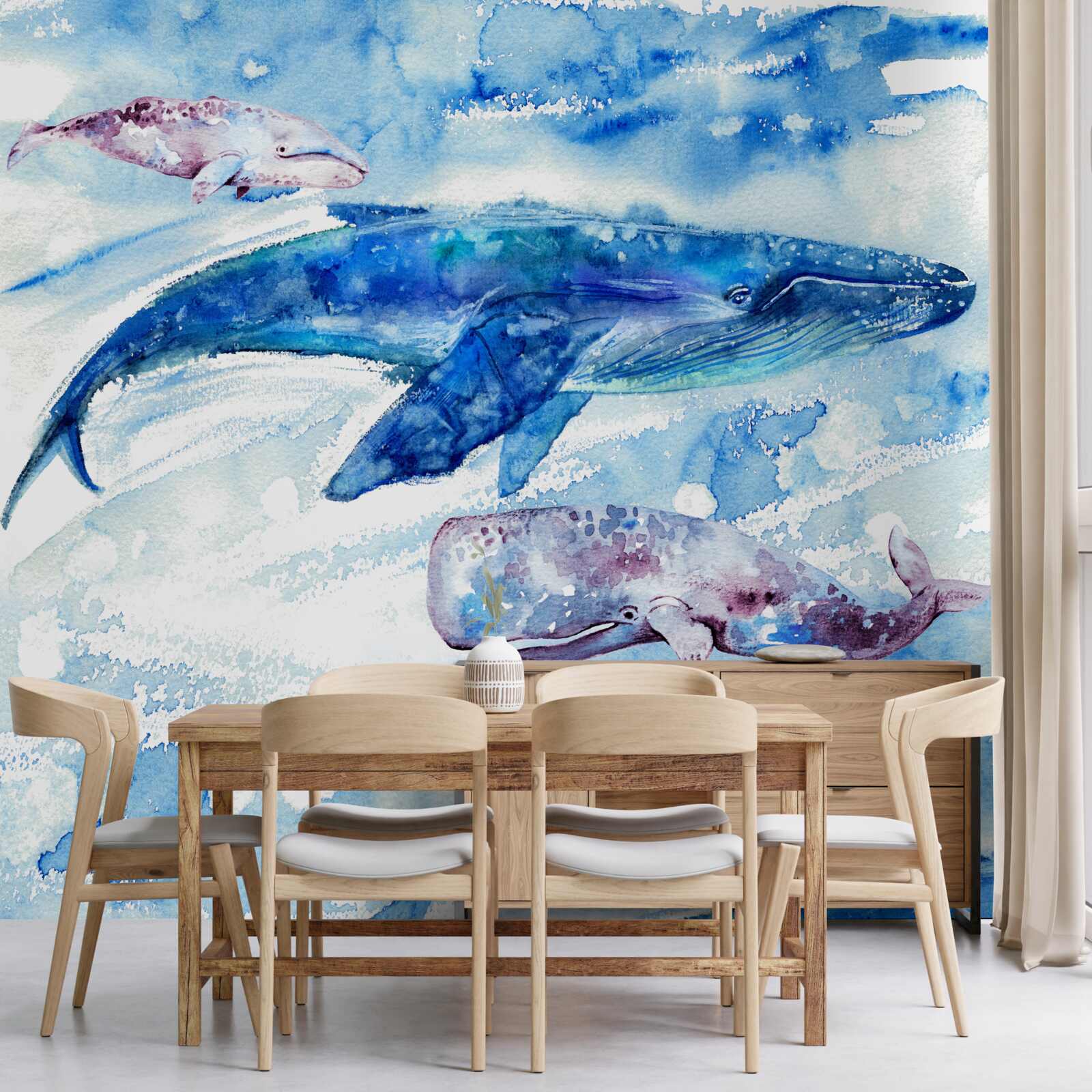 Papier peint la consommation d'eau de la baleine bleue