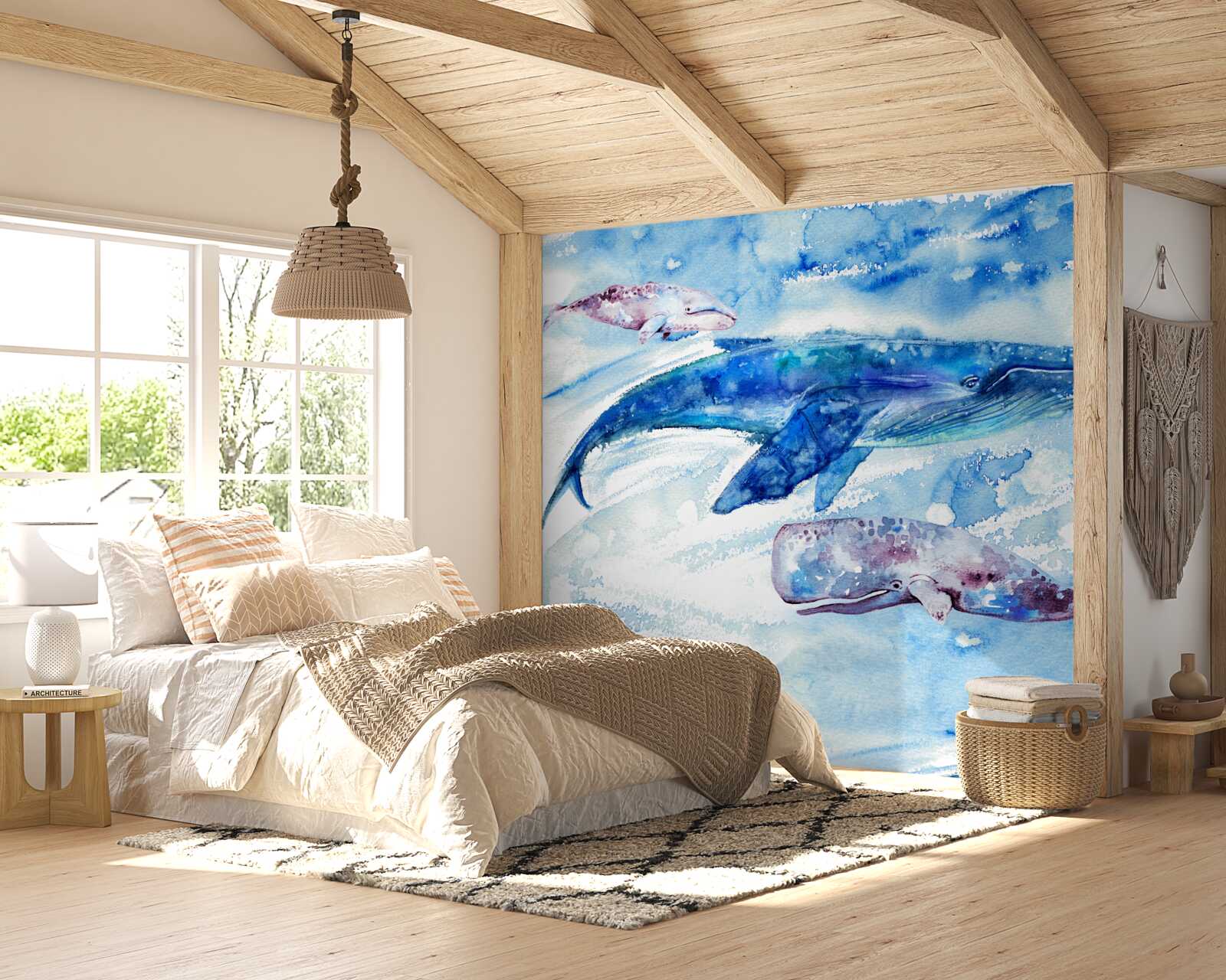 Papier peint la consommation d'eau de la baleine bleue