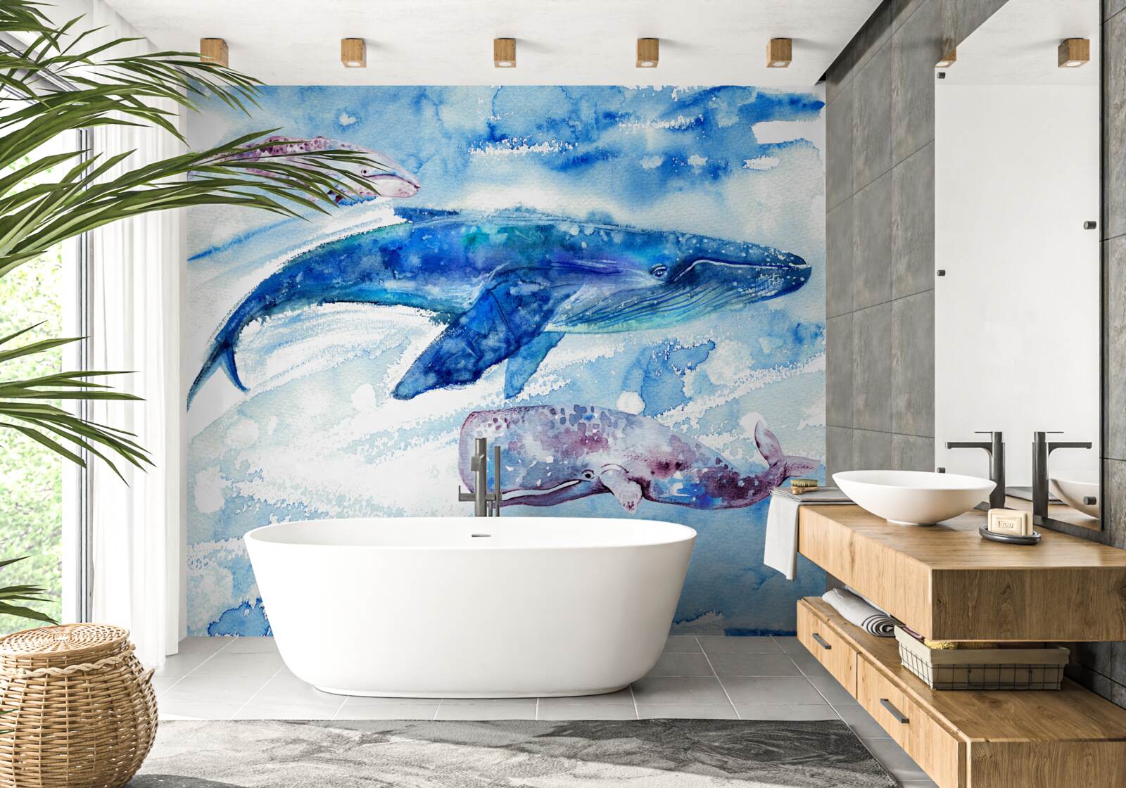 Papier peint la consommation d'eau de la baleine bleue