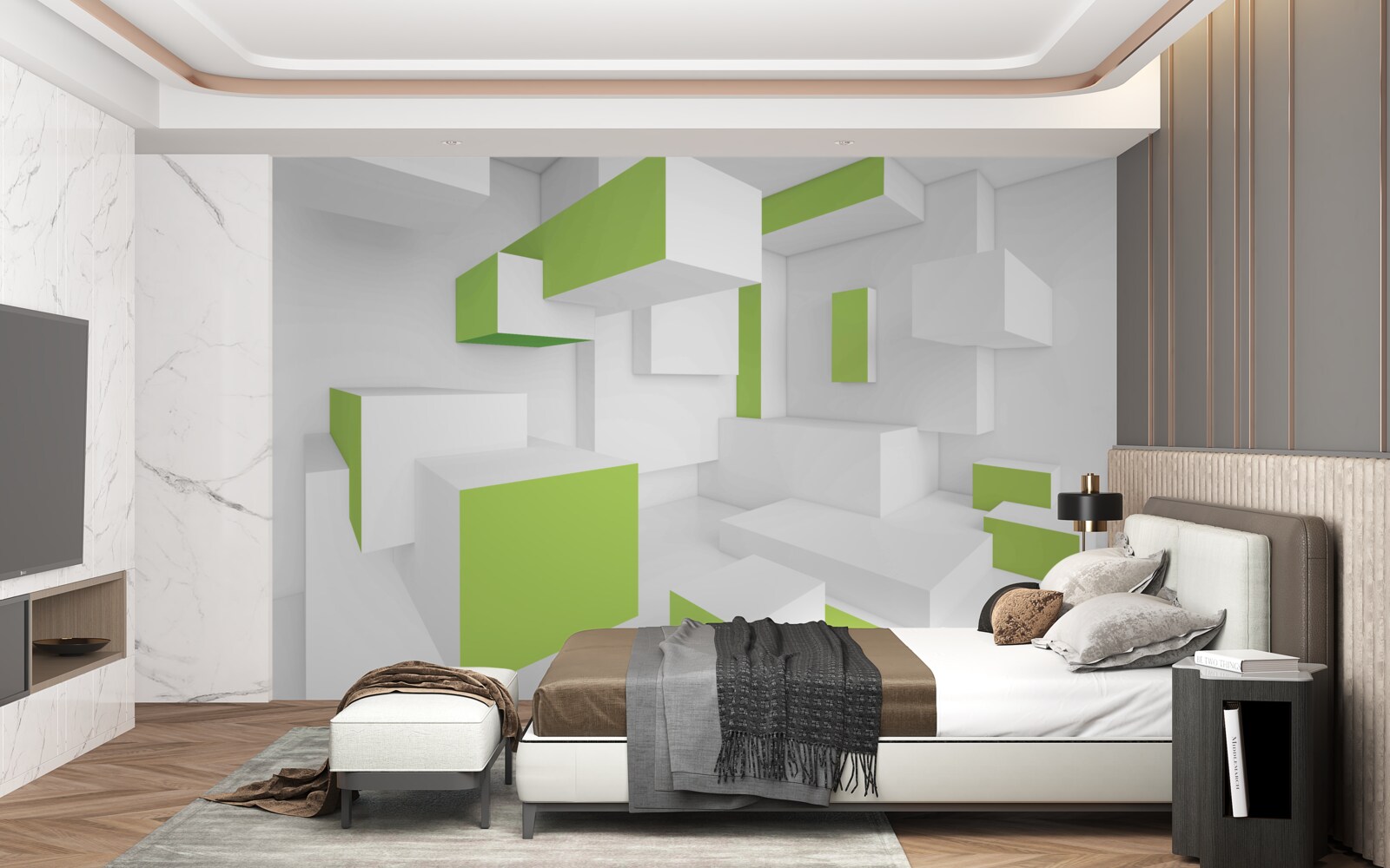 Papier peint structures rectangulaires avec bardage vert clair