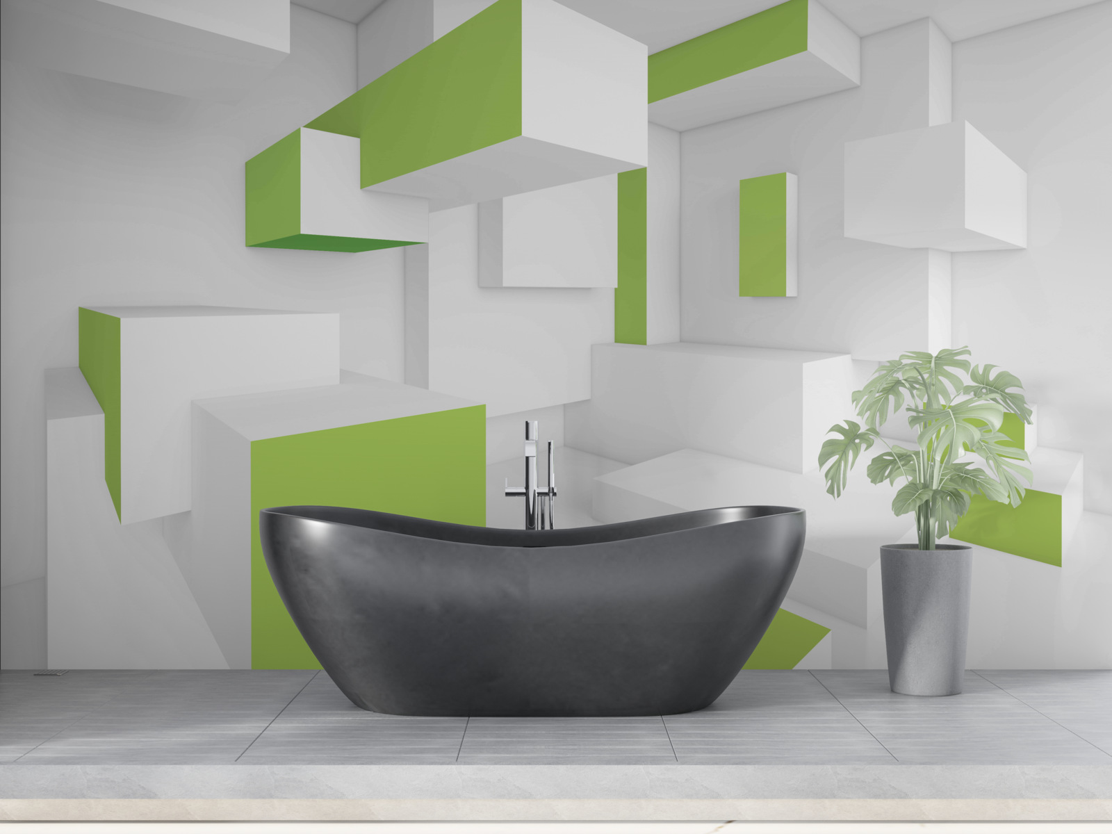 Papier peint structures rectangulaires avec bardage vert clair