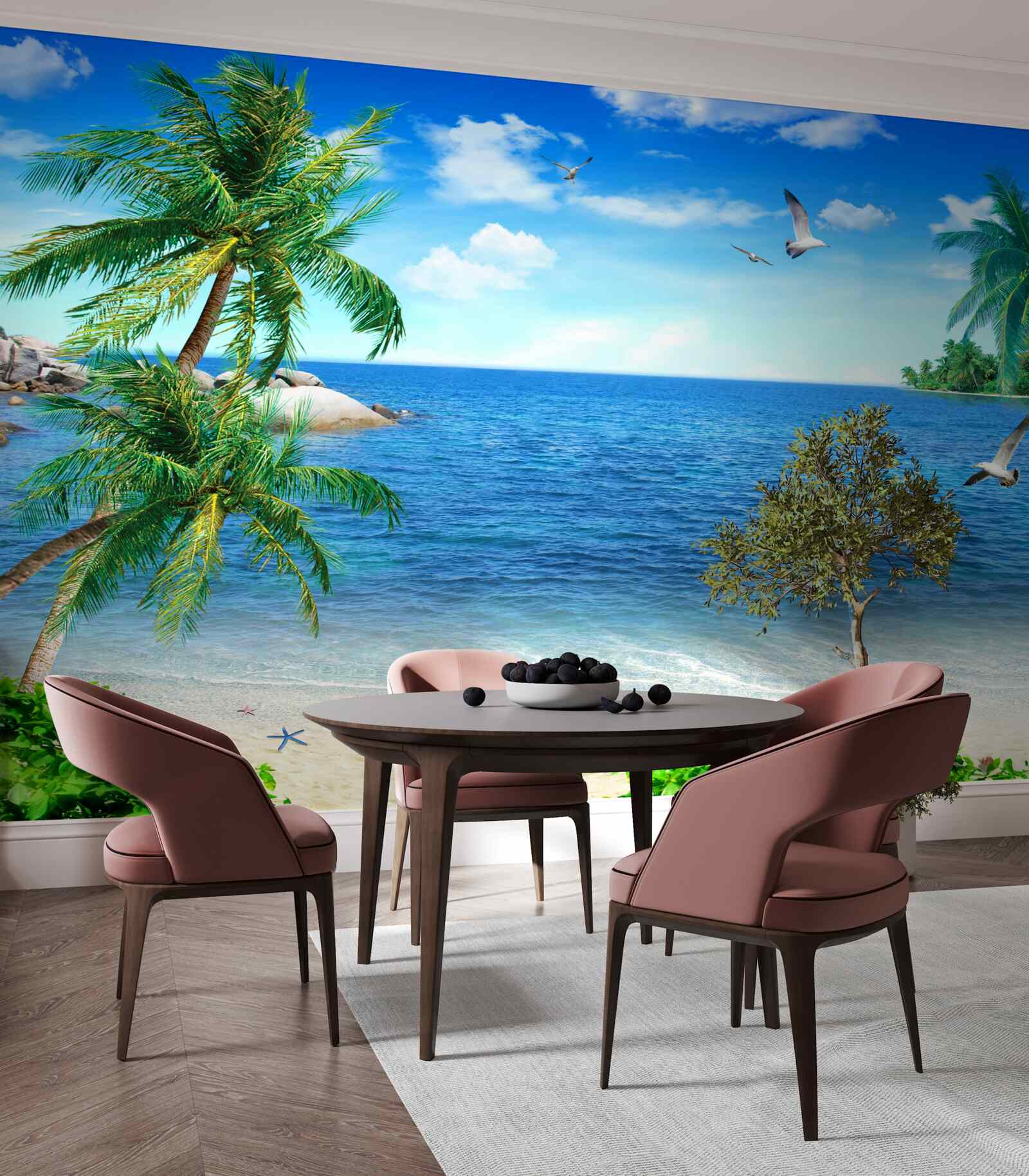 Papier peint littoral de palmiers dans la région tropicale