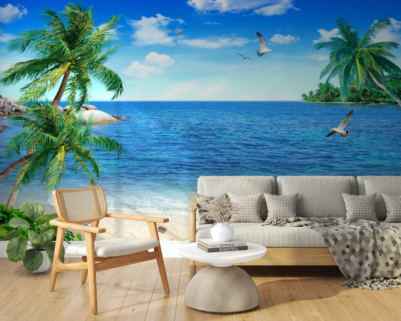 Papier peint littoral de palmiers dans la région tropicale