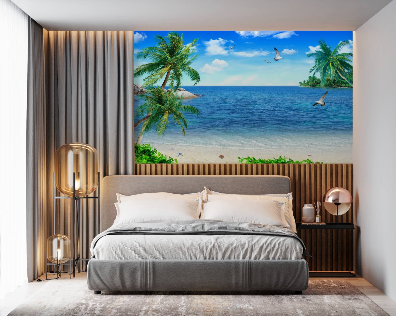 Papier peint littoral de palmiers dans la région tropicale