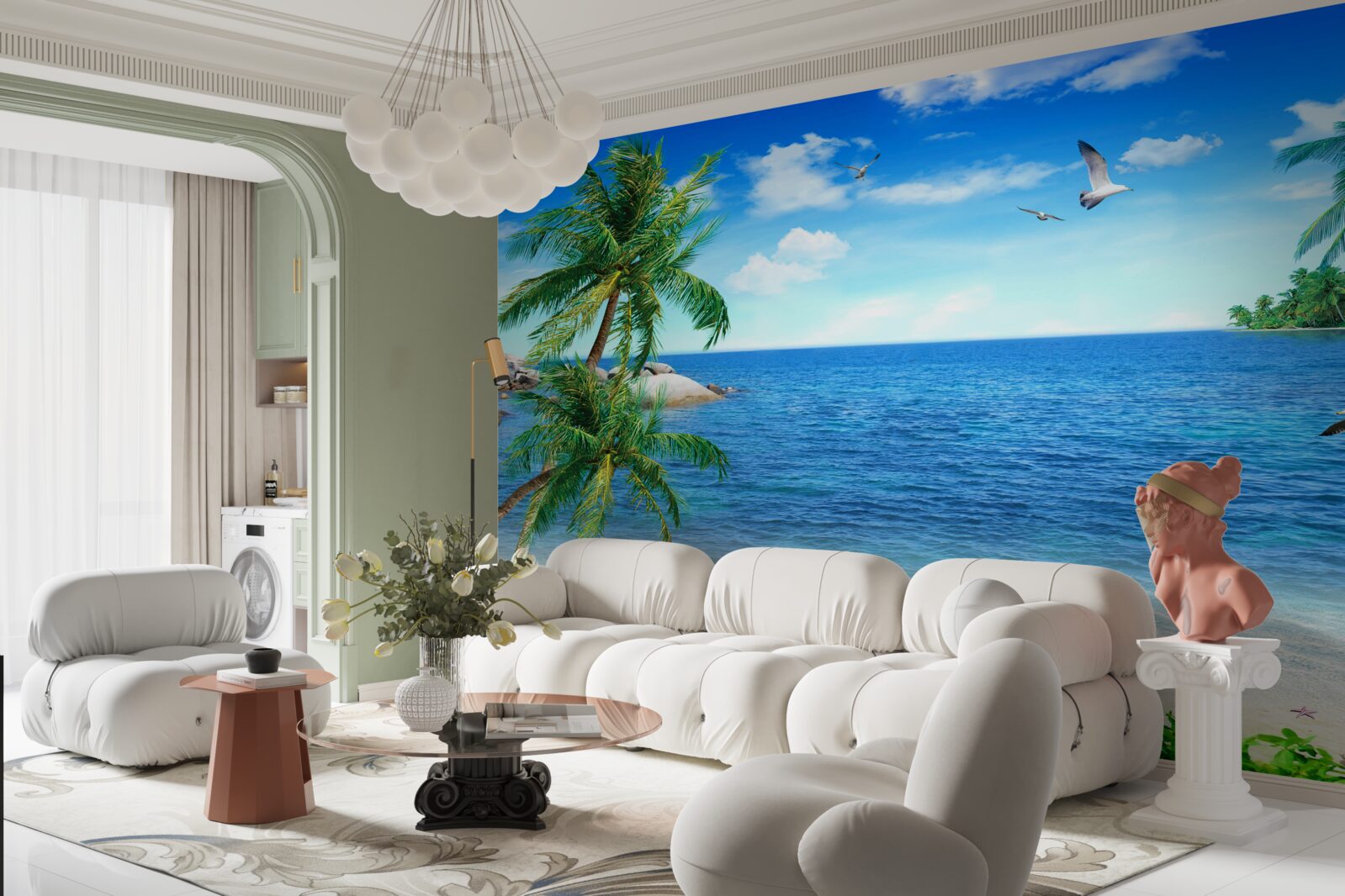 Papier peint littoral de palmiers dans la région tropicale