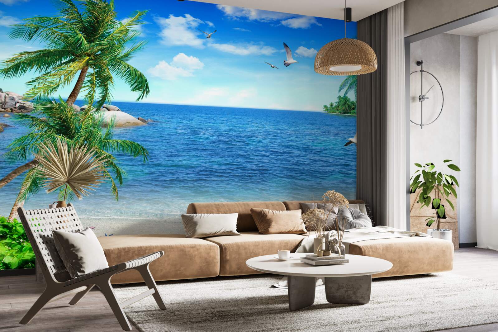 Papier peint littoral de palmiers dans la région tropicale