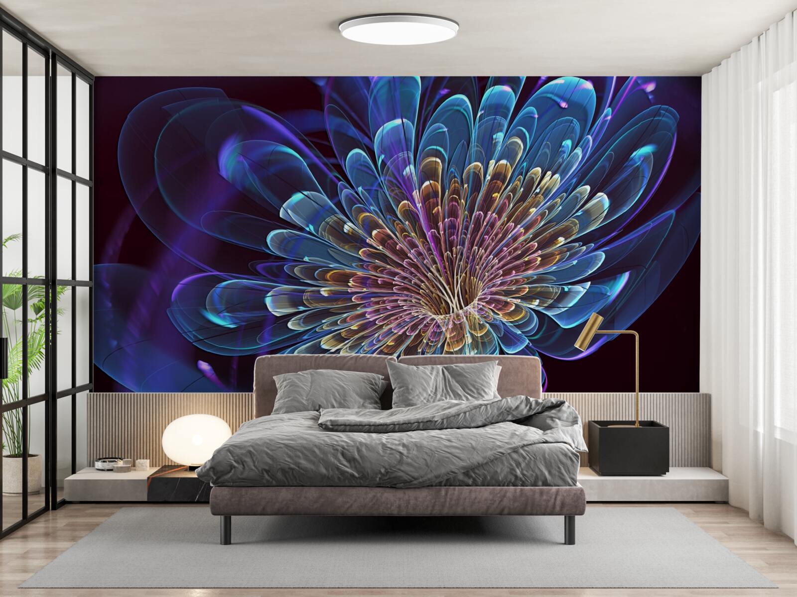 Papier peint gerbera dans un ton abstrait