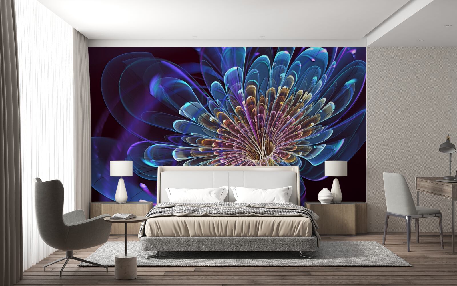 Papier peint gerbera dans un ton abstrait