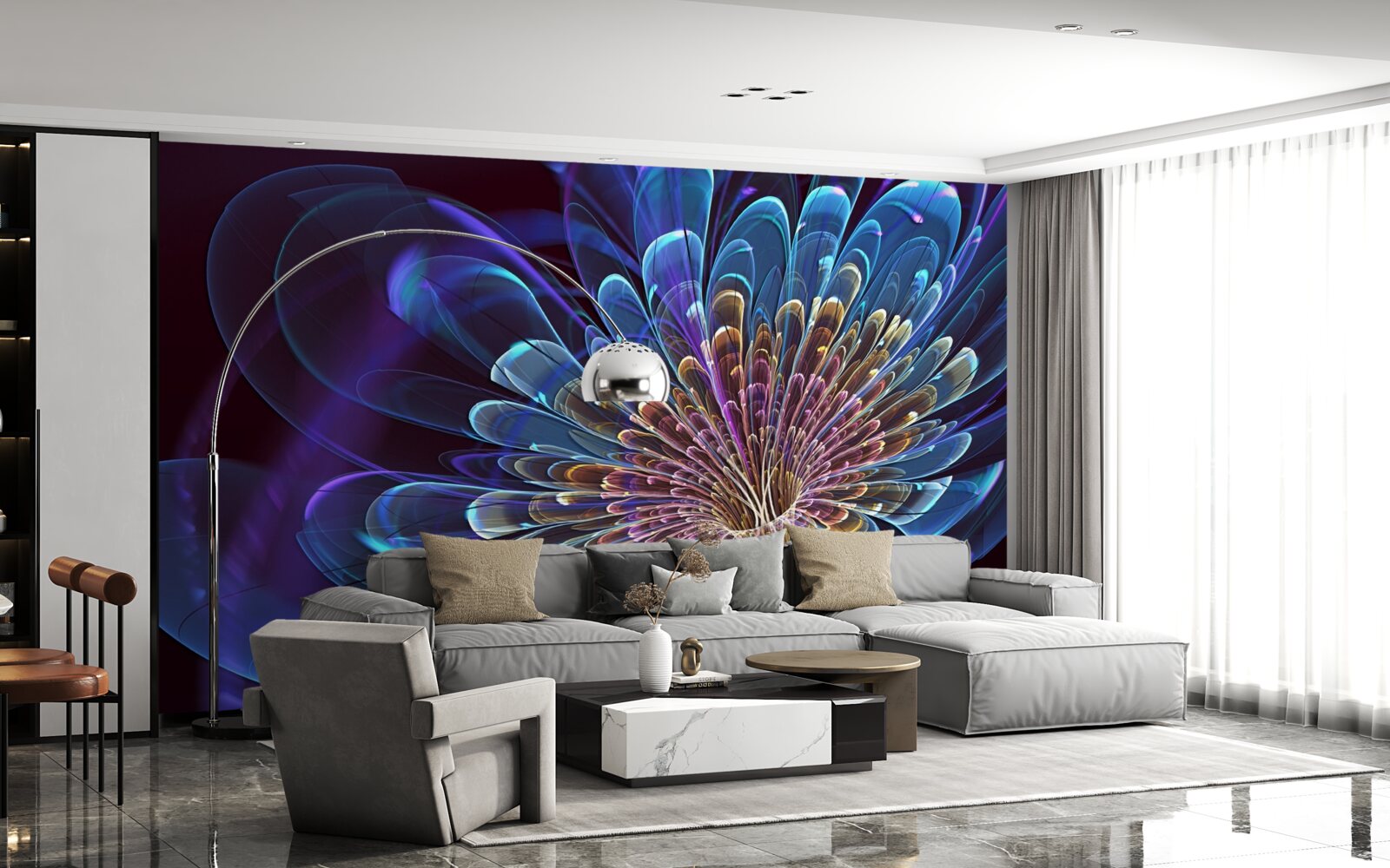 Papier peint gerbera dans un ton abstrait