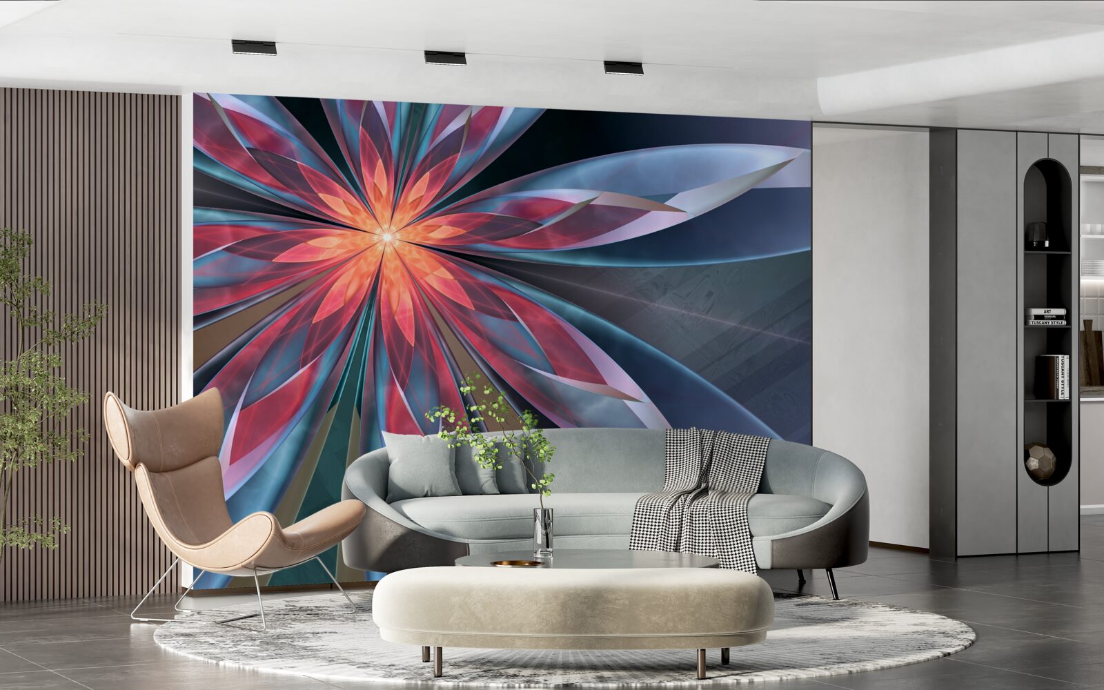 Papier peint lotus à noyau rouge