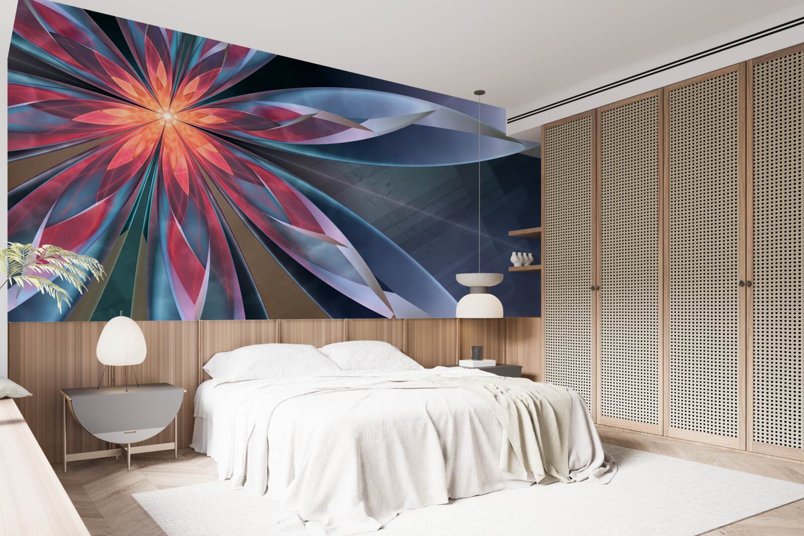 Papier peint lotus à noyau rouge