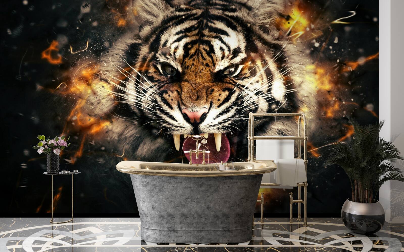 Papier peint le grand rugissement du tigre