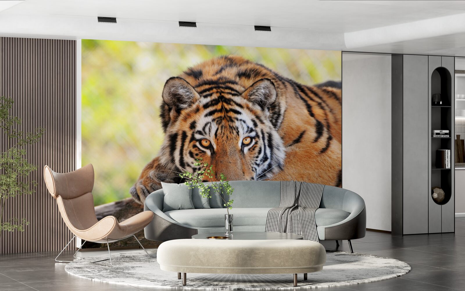 Papier peint tigre prédateur pris en embuscade