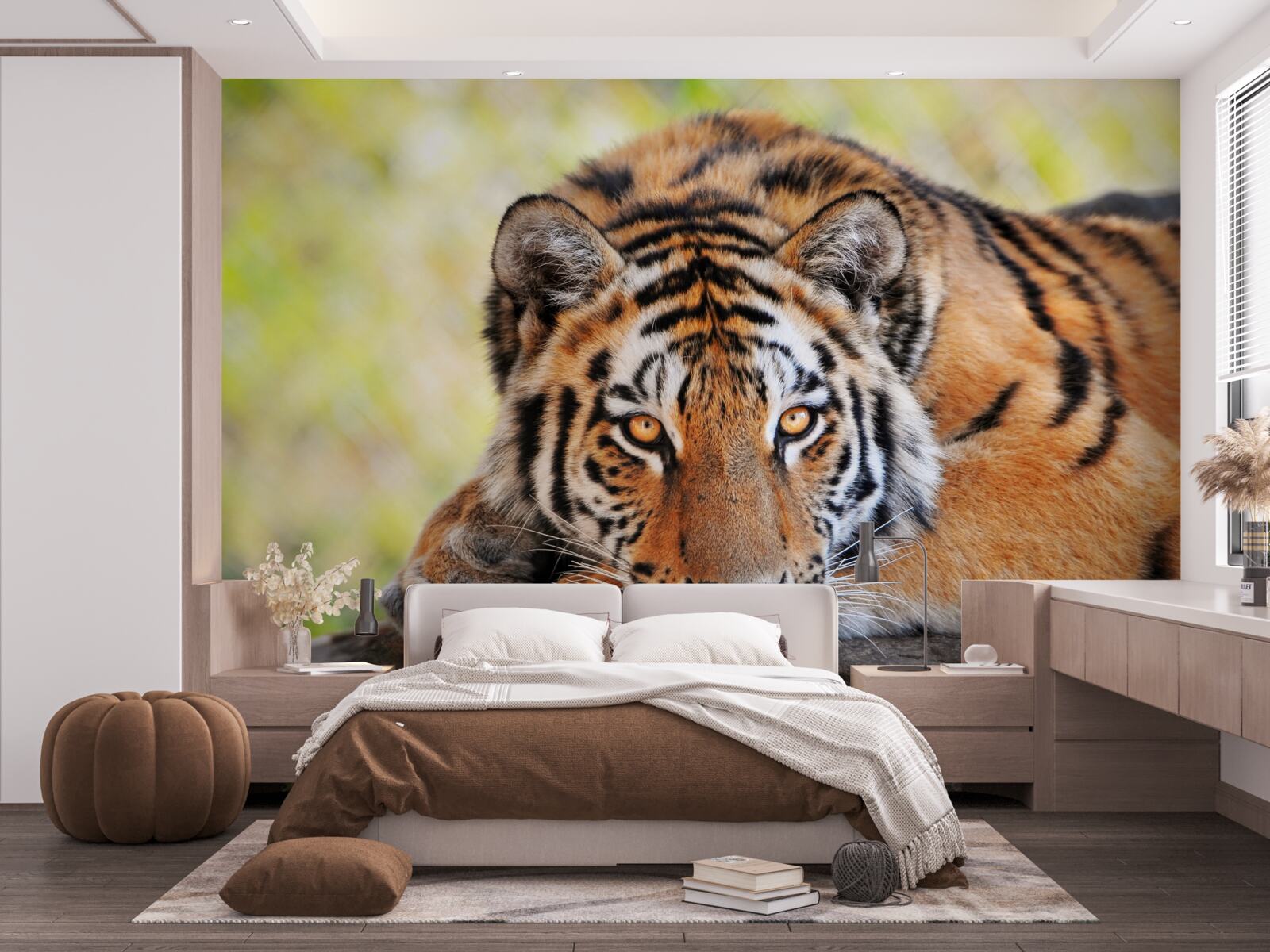 Papier peint tigre prédateur pris en embuscade