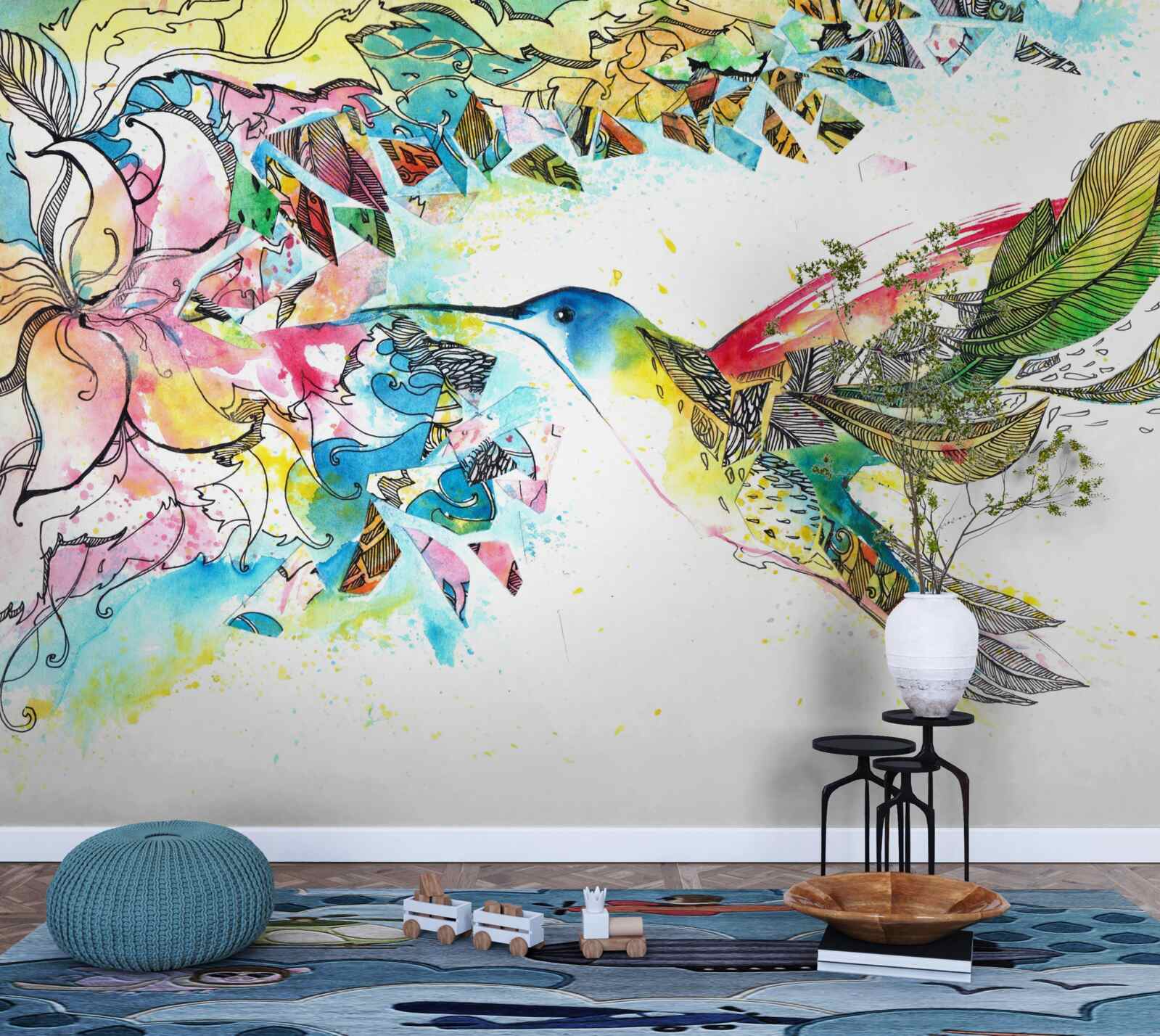 Papier peint les colibris se nourrissent du nectar des fleurs