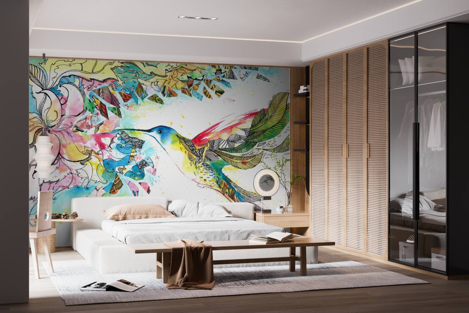 Papier peint les colibris se nourrissent du nectar des fleurs