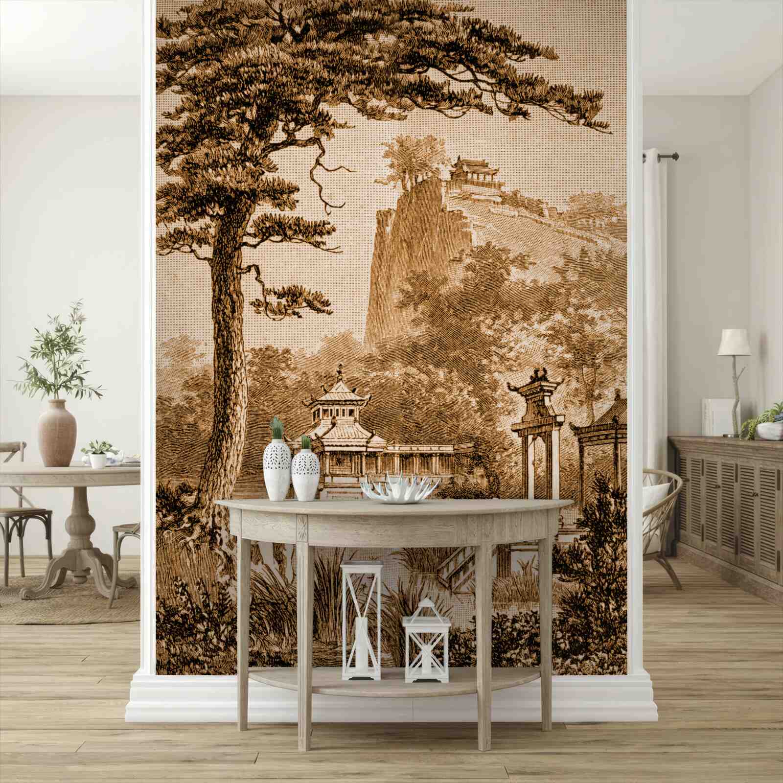 Papier peint jardin chinois luxuriant