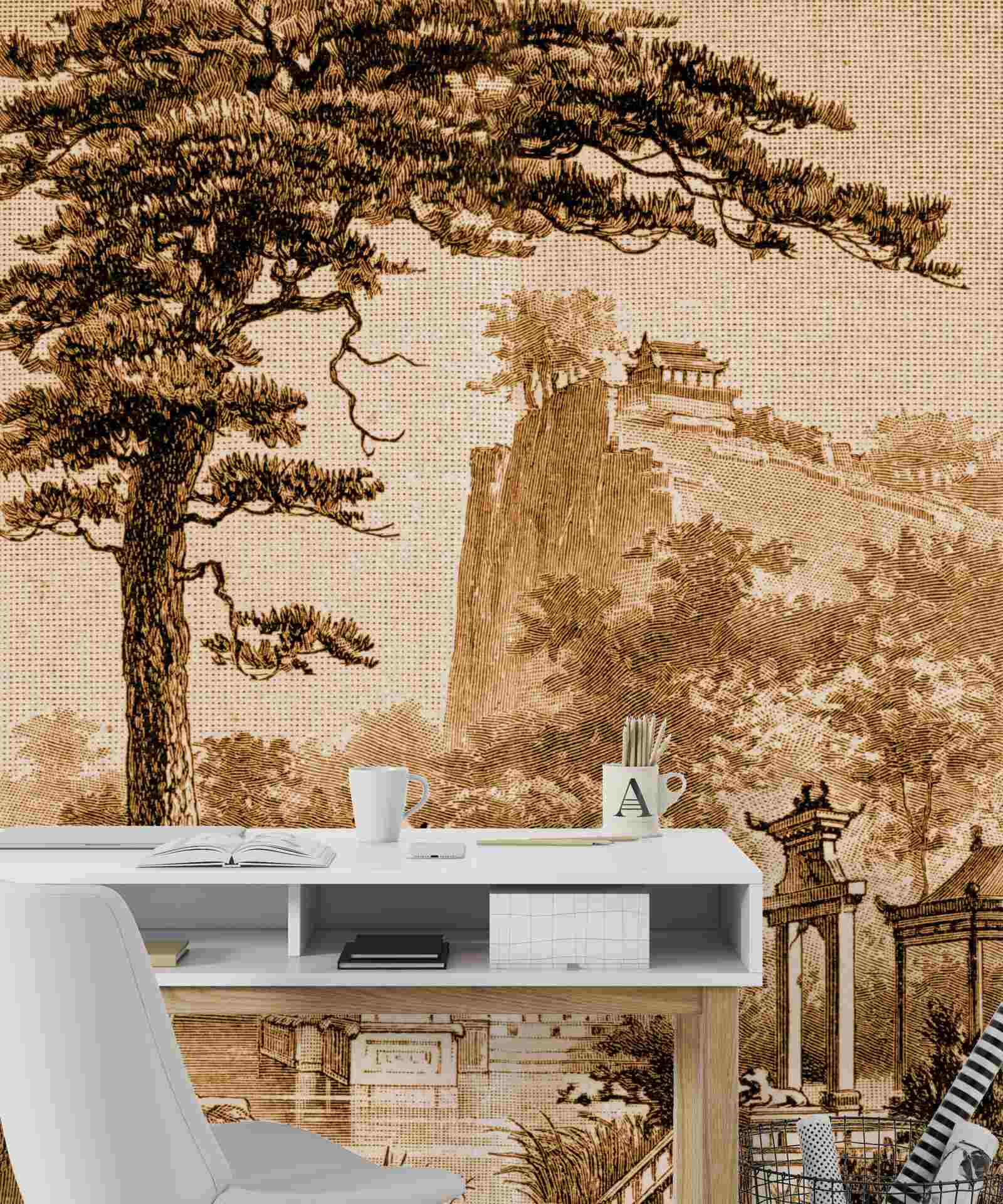 Papier peint jardin chinois luxuriant