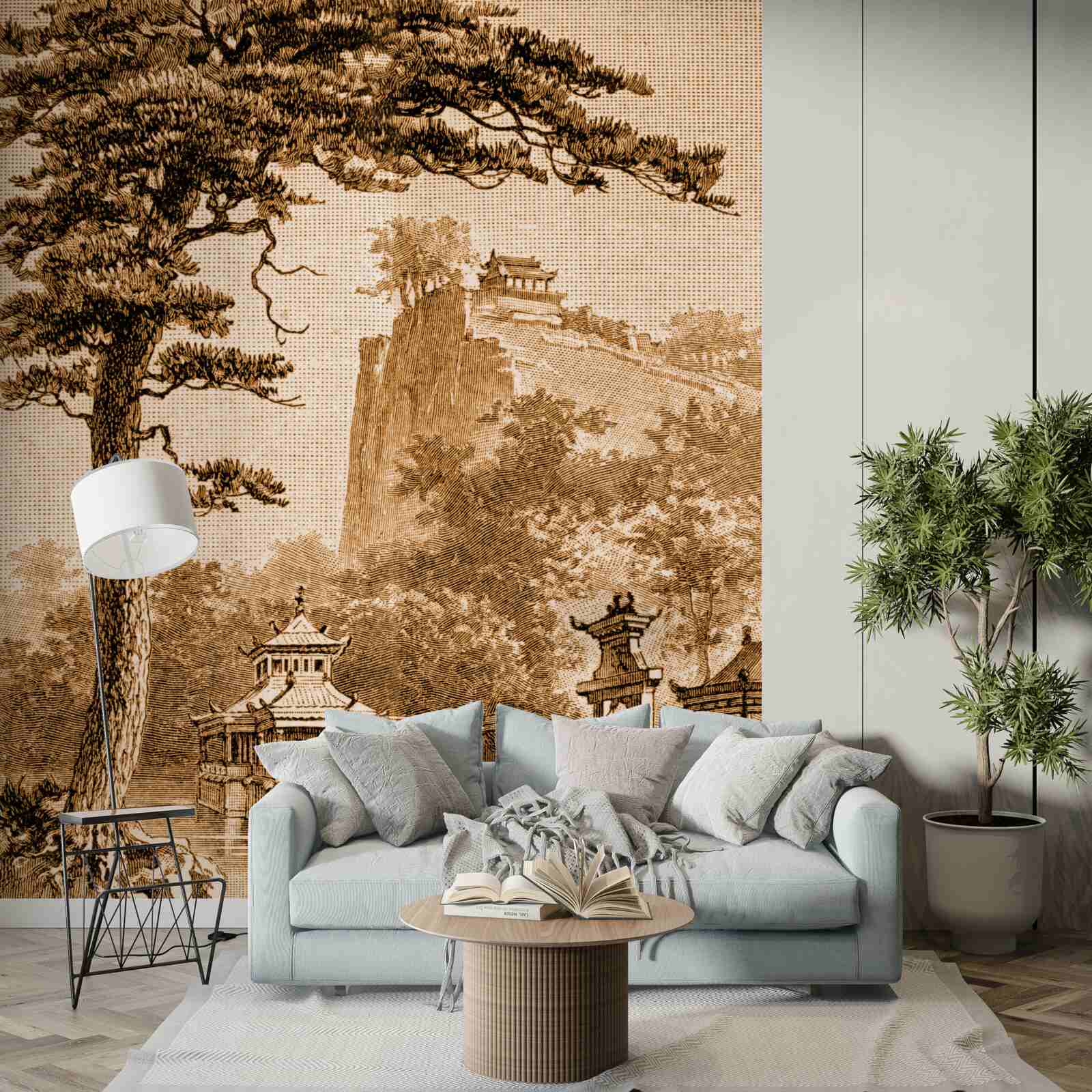 Papier peint jardin chinois luxuriant