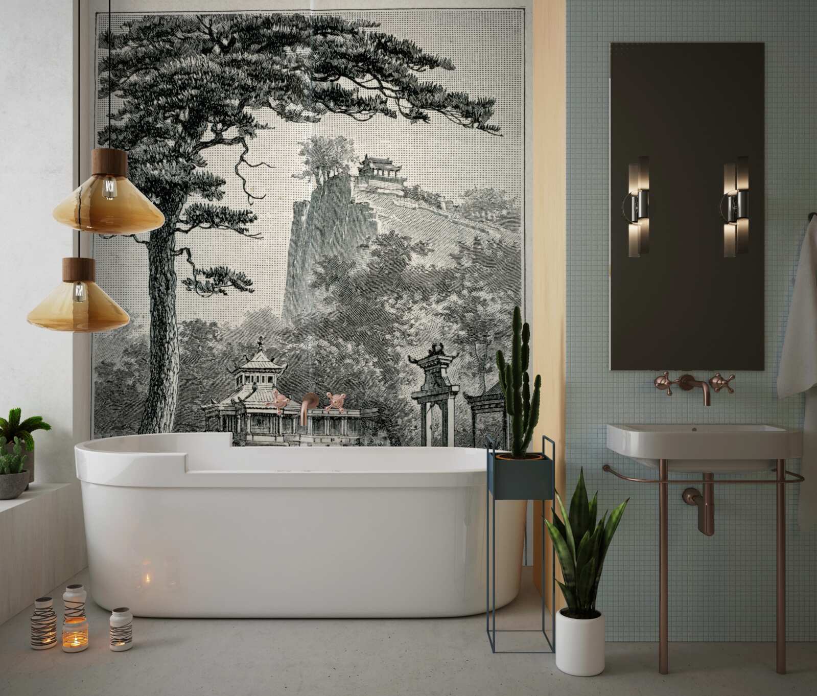 Papier peint ancien parc chinois