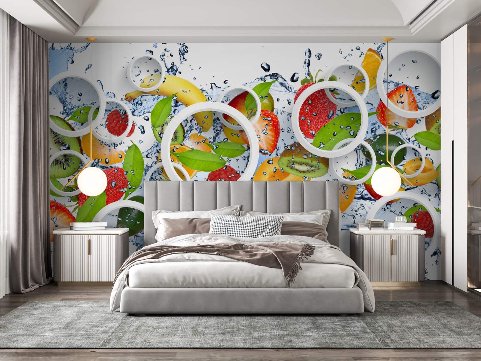 Papier peint taches et fruits