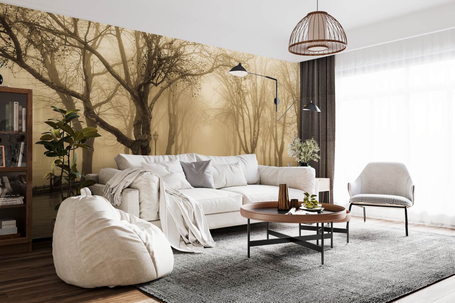 Papier peint l'avenue est envahie par la pluie et le brouillard