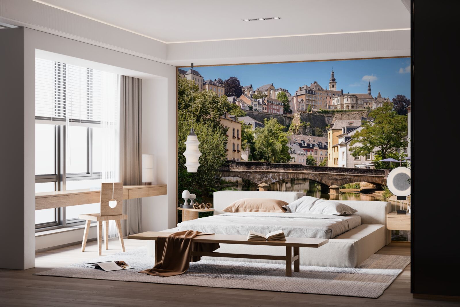 Papier peint pont de la rivière luxembourg