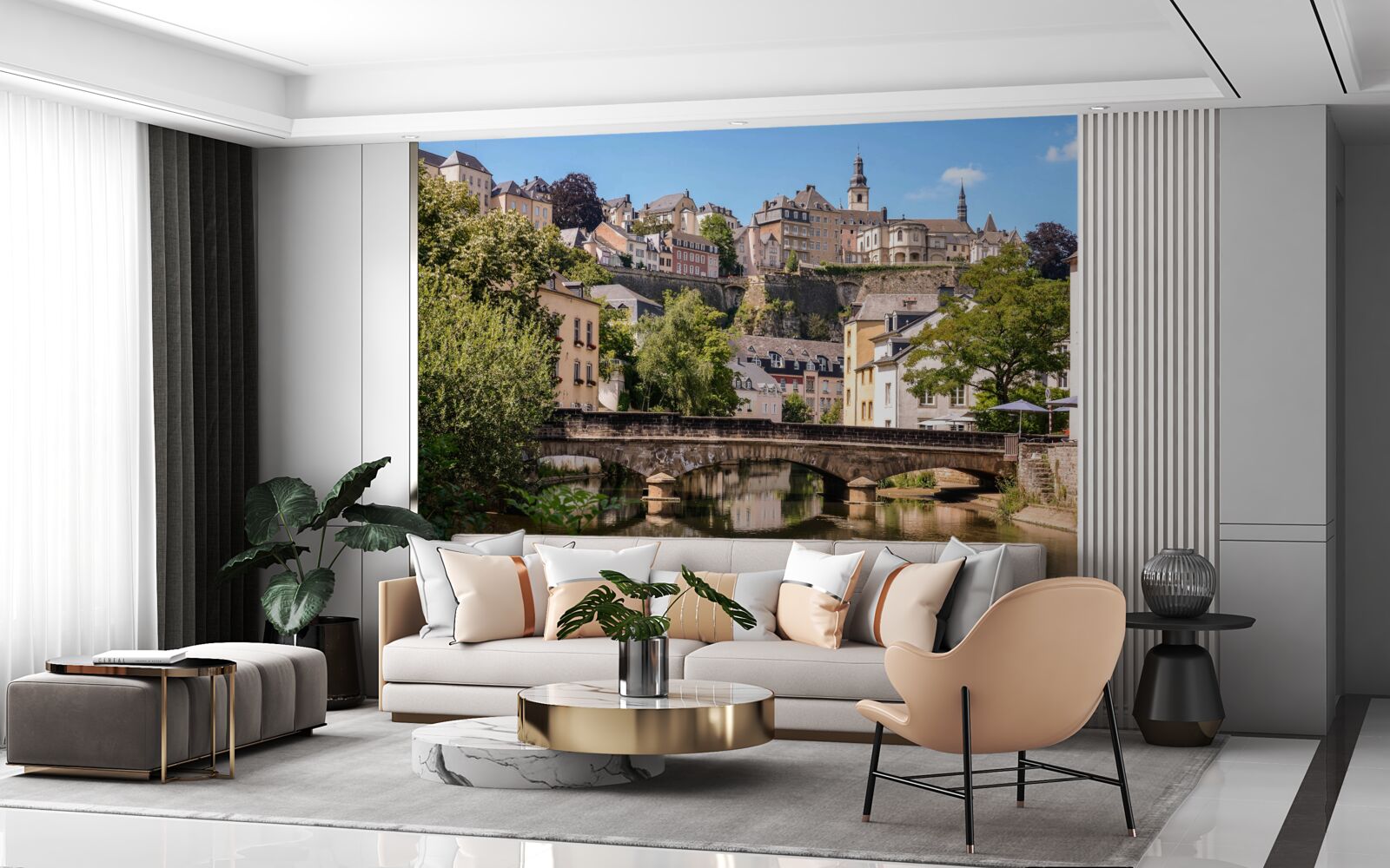 Papier peint pont de la rivière luxembourg