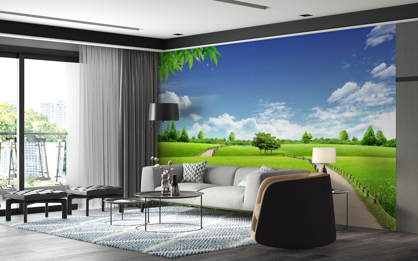 Papier peint Chemin entre les espaces verts