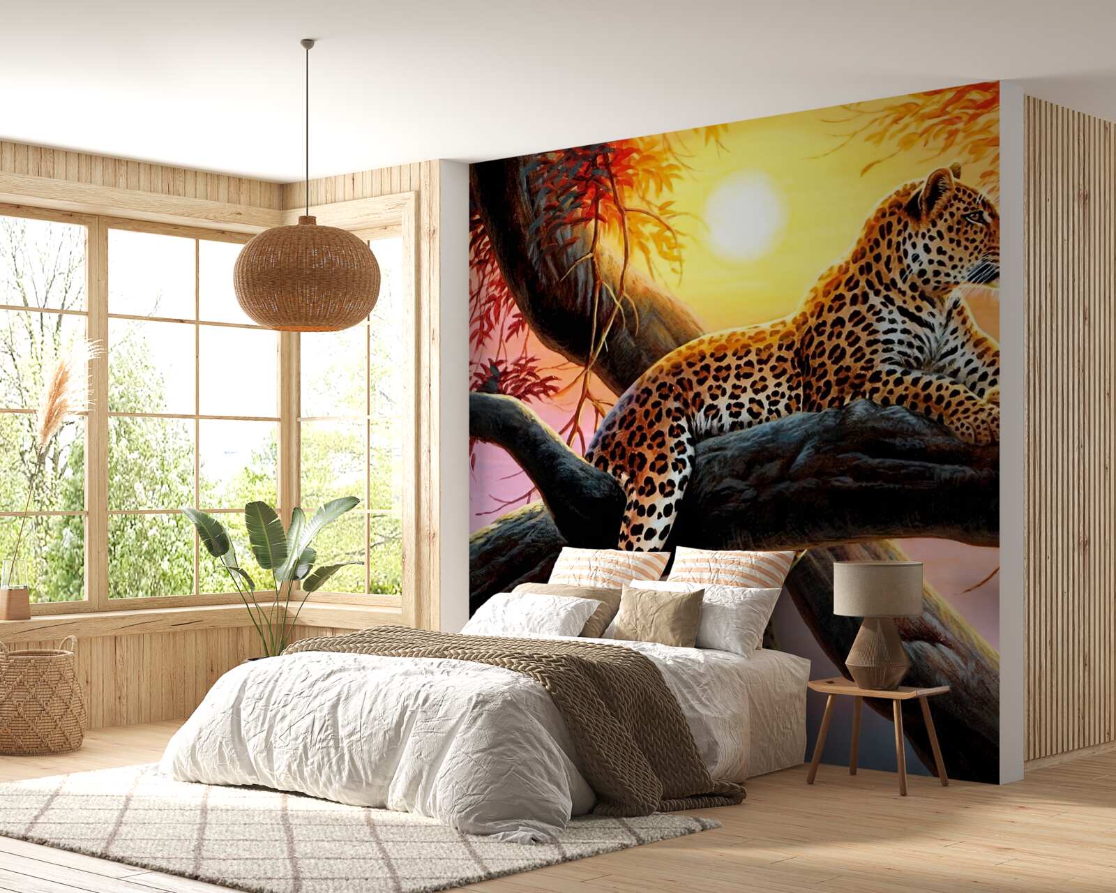 Papier peint léopard se détend à l'aube