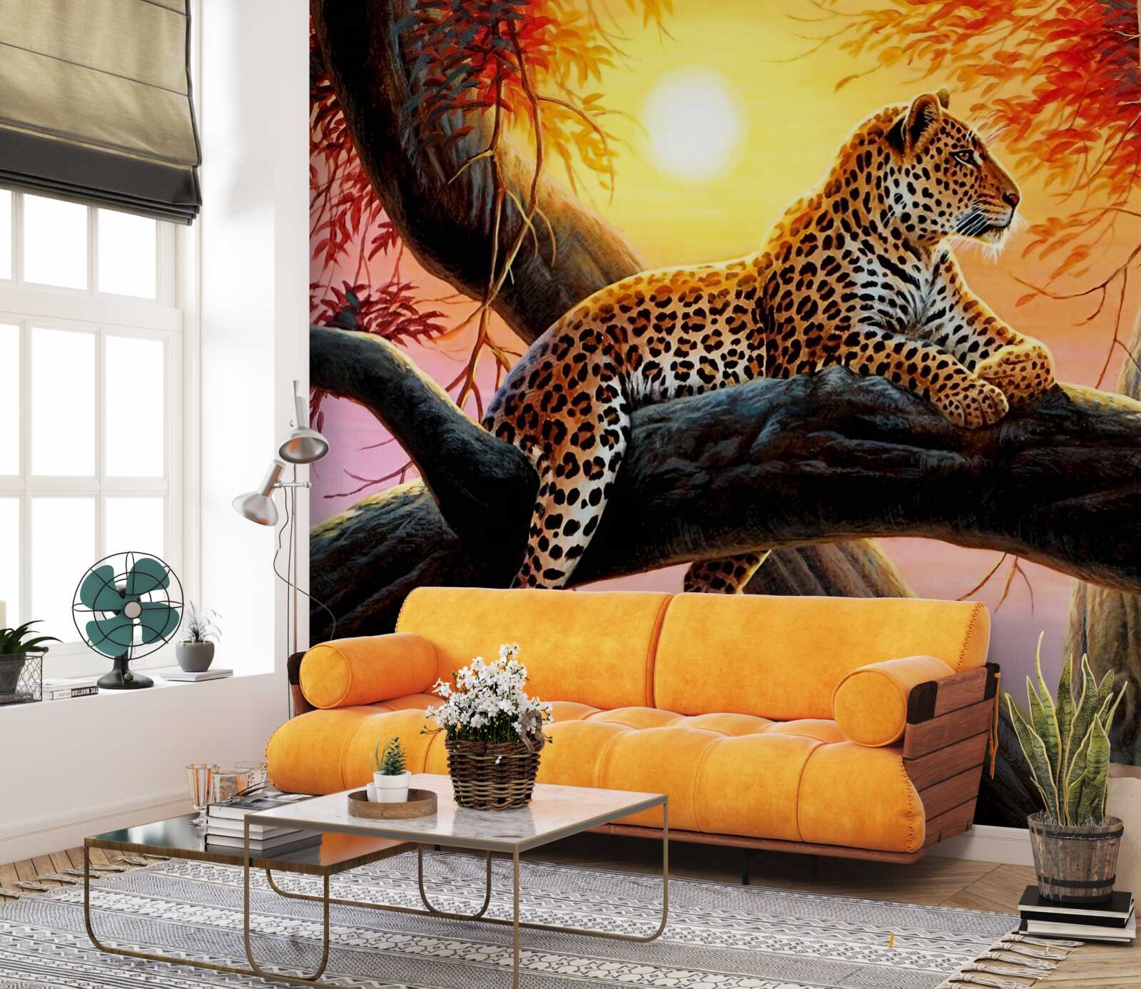 Papier peint léopard se détend à l'aube